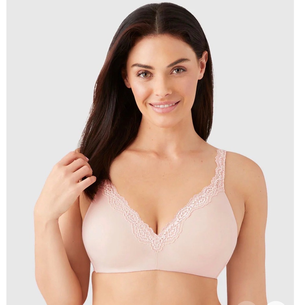 Wacoal Wireâ Free Bra Womens 34DDD Beige New Lace Trim T-Shirt 856301